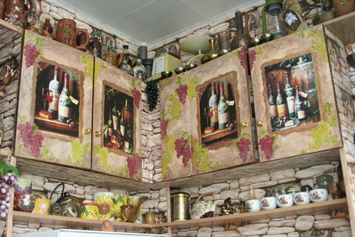 decoupage of kitchen cabinets