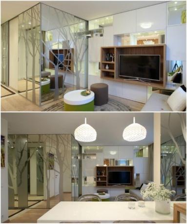 The interior of the apartment harmoniously intertwined eco-style Scandinavian minimalism and rustic motifs. | Photo: kvartirastudio.ru.