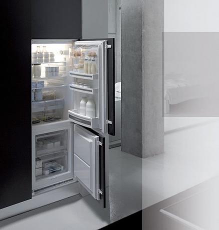 built-in refrigerator in the kitchen