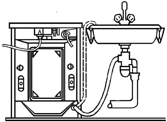 Typical connection diagram to the kitchen siphon of the washing machine